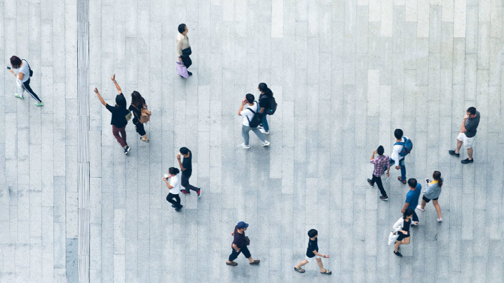 AI and Machine Learning - aerial view of people walking